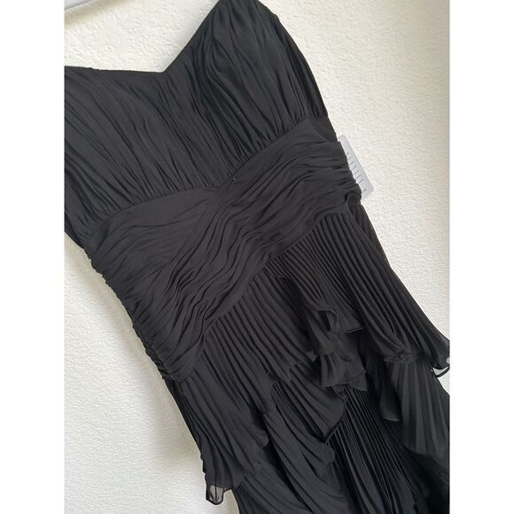 NWT Dalia MacPhee Dress 6 Black Formal Ruffle Strapless Tiered gown Nordstrom - Picture 6 of 12